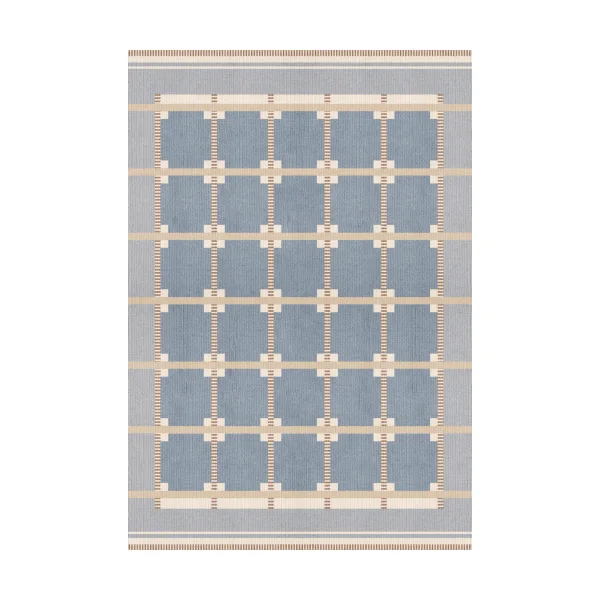 Layered Röllakan Ruth wool rug Summer sky, 180x270 cm