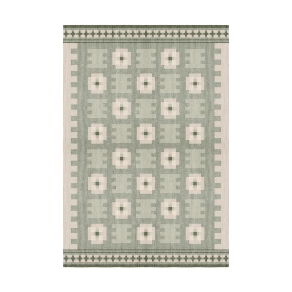 Layered Röllakan Selma wool rug Sage, 140x200 cm