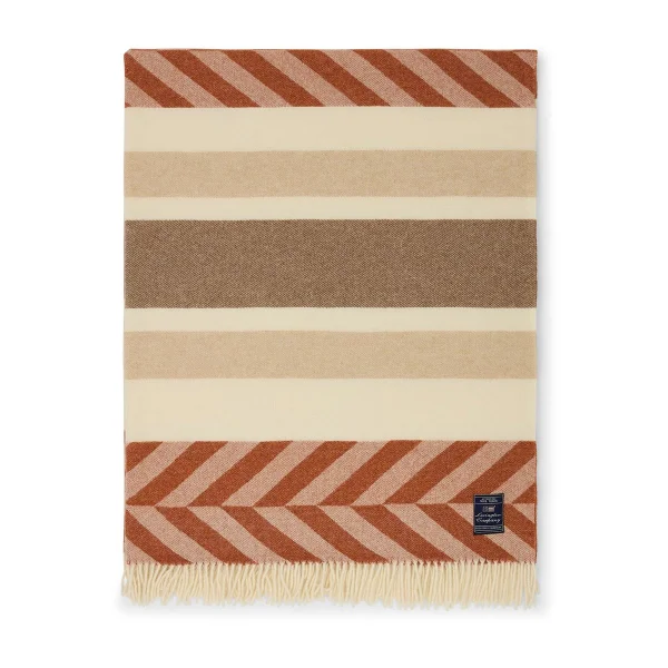 Lexington Herringbone Striped Recycled Wool throw 130x170 cm Copper-brown