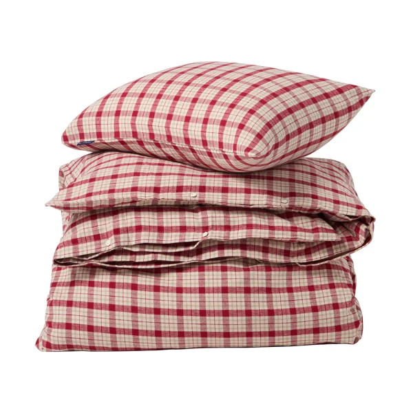 Lexington Red-beige Checked cotton flannel bedding set 2-piece 50x60 cm, 150x210 cm