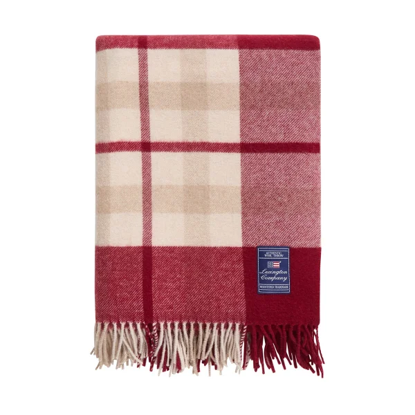 Lexington Red-beige Checked recycled wool throw 130x170 cm Red-beige