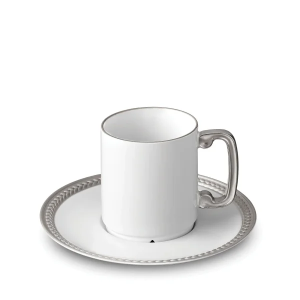 L'Objet | Soie Tressée Espresso Cup + Saucer | Platinum