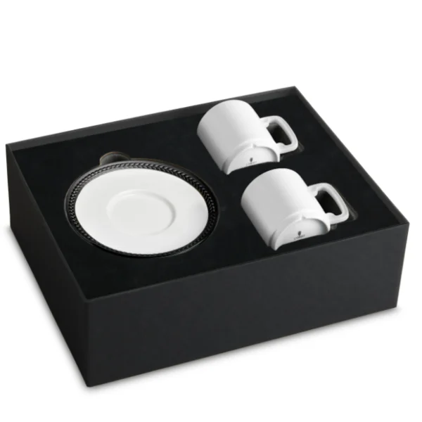 L'Objet | Soie Tressée Espresso Cup + Saucer (Set of 2) | Black