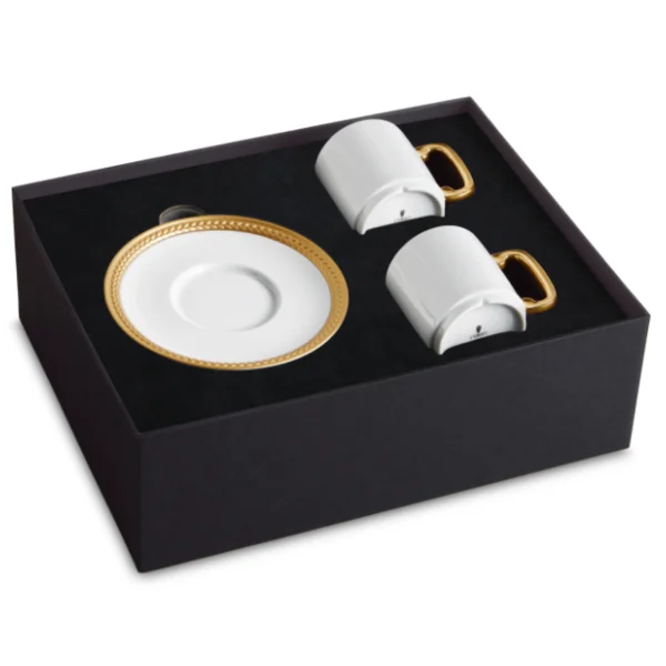 L'Objet | Soie Tressée Espresso Cup + Saucer (Set of 2) | Gold