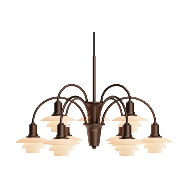 Louis Poulsen PH 1/1 Chandelier Centenary Edition chandelier Brass-dusty terracotta, 9 arms