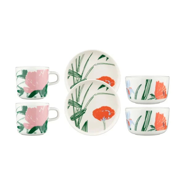 Marimekko Garden Party tableware set 6 pieces White-green-orange