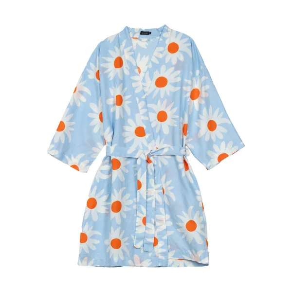 Marimekko Rakastaa ei rakasta bathrobe Orange-Off-white-light blue