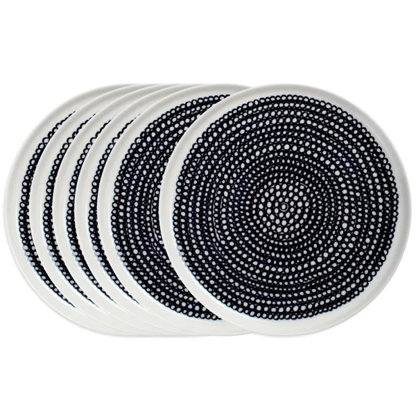 Marimekko Räsymatto plate 20 cm 6-pack black small dots