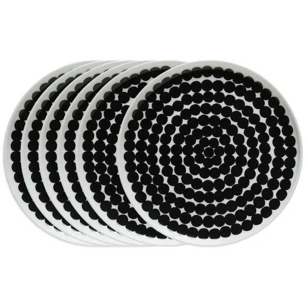 Marimekko Räsymatto plate 20 cm, 6-pack black-white