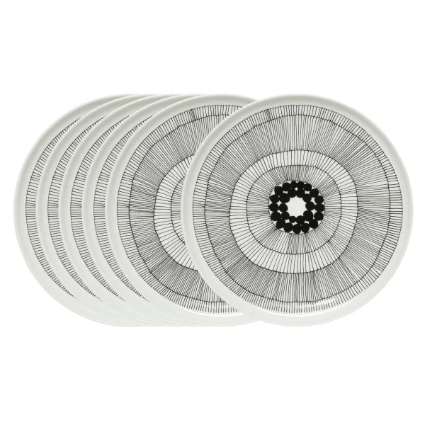 Marimekko Siirtolapuutarha plate Ø 25 cm, 6-pack black-white Siirtolapuutarha plate Ø 25 cm, 6-pack black-white
