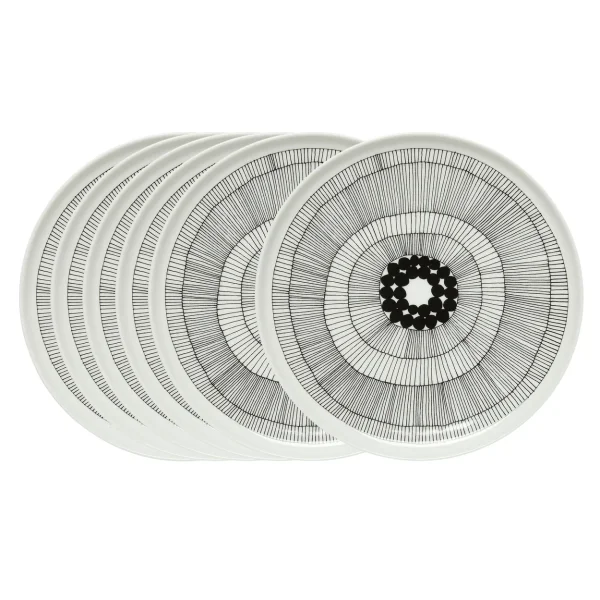 Marimekko Siirtolapuutarha plate Ø 25 cm, 6-pack black-white