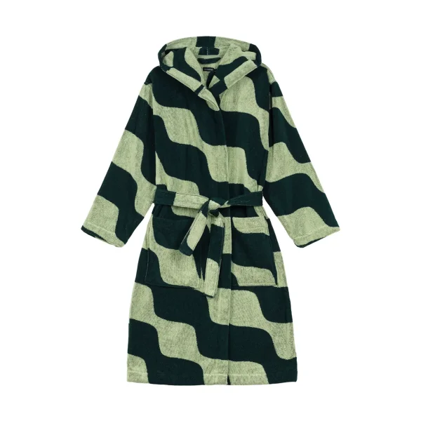 Marimekko Taifuuni cotton bathrobe Pear-dark green