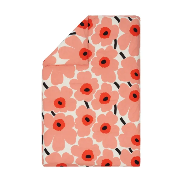 Marimekko Unikko duvet cover 150x210 cm Off white-coral-orange red-charcoal