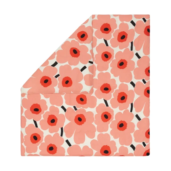 Marimekko Unikko duvet cover 220x240 cm Off white-coral-orange red-charcoal