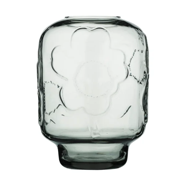 Marimekko Unikko glass vase Misty grey, 18 cm