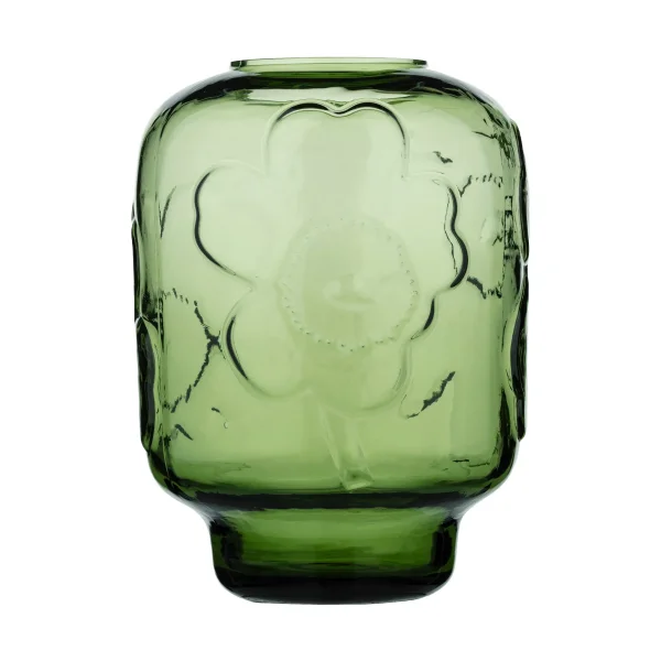 Marimekko Unikko glass vase Olive, 18 cm