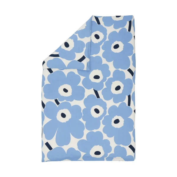 Marimekko Unikko jersey duvet cover Off white, light blue, navy, 150x210 cm