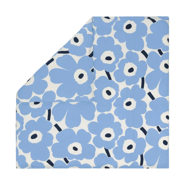 Marimekko Unikko jersey duvet cover Off white, light blue, navy, 240x220 cm