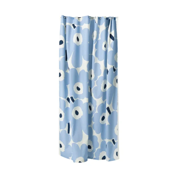 Marimekko Unikko shower curtain Off white, light blue, navy, 180x200 cm