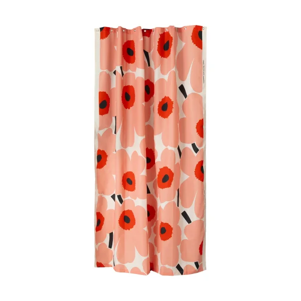 Marimekko Unikko shower curtain Offwhite-coral-red-charcoal