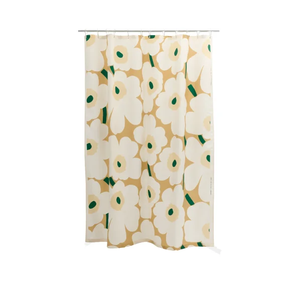 Marimekko Unikko shower curtain Sand-off white-hay-emerald