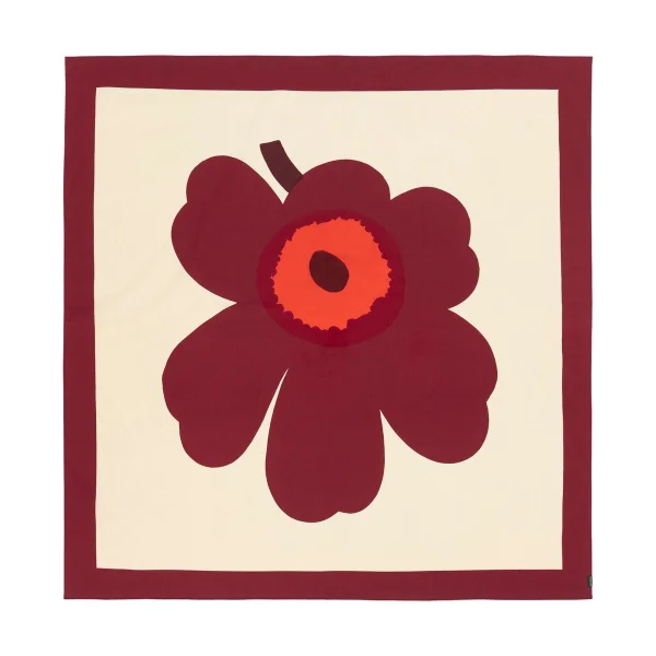 Marimekko Unikko tablecloth 140x140 cm Vanilla-burgundy-red