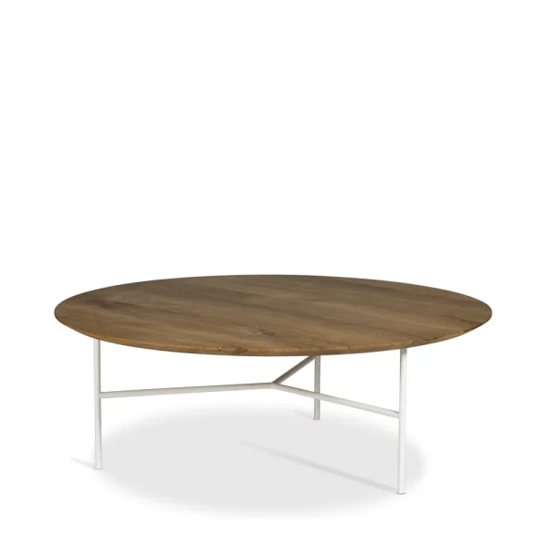 Mavis Tribeca coffee table oak oil rustic, white legs, ø110