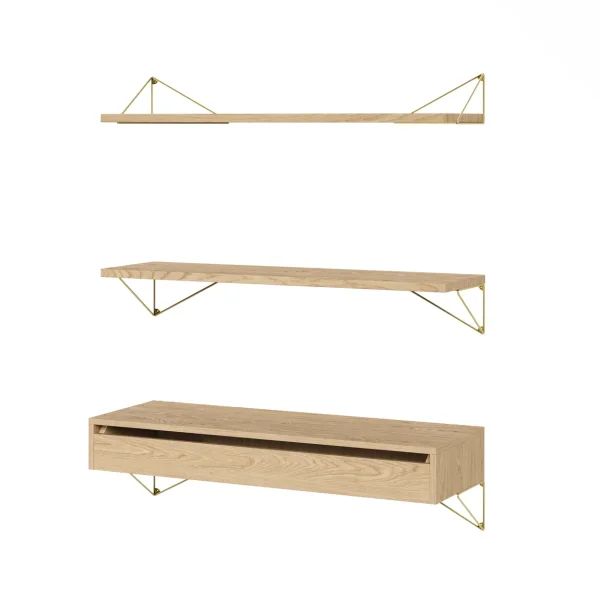 Maze Pythagoras Bundle C shelving system oak-brass Pythagoras Bundle C shelving system oak-brass