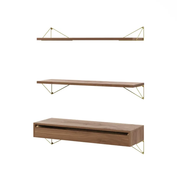 Maze Pythagoras Bundle C shelving system walnut-brass Pythagoras Bundle C shelving system walnut-brass