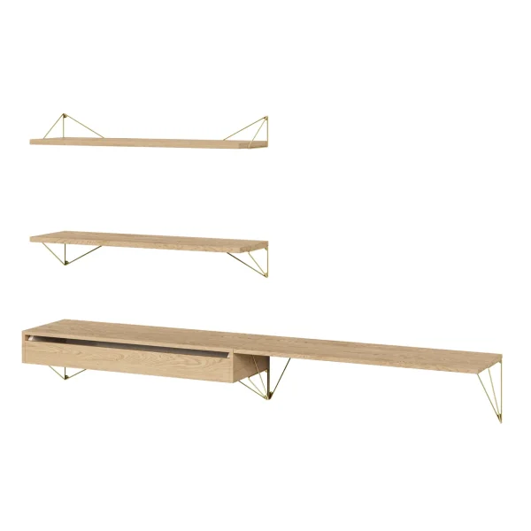 Maze Pythagoras Bundle D shelving system oak-brass Pythagoras Bundle D shelving system oak-brass