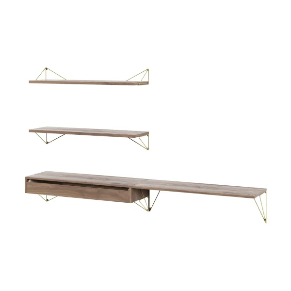 Maze Pythagoras Bundle D shelving system walnut-brass Pythagoras Bundle D shelving system walnut-brass