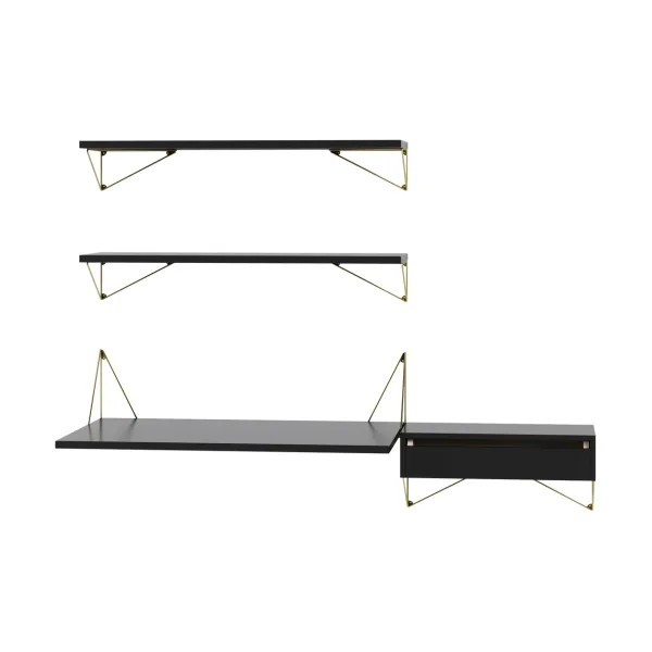 Maze Pythagoras Bundle E shelving system black-brass Pythagoras Bundle E shelving system black-brass