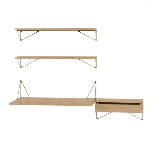 Maze Pythagoras Bundle E shelving system oak-brass