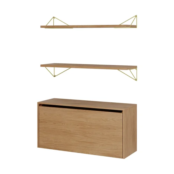 Maze Pythagoras Bundle F shelving system oak-brass Pythagoras Bundle F shelving system oak-brass