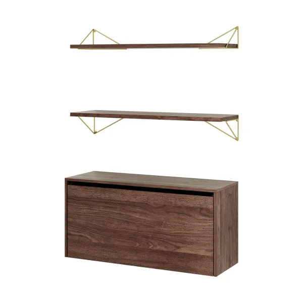 Maze Pythagoras Bundle F shelving system walnut-brass Pythagoras Bundle F shelving system walnut-brass