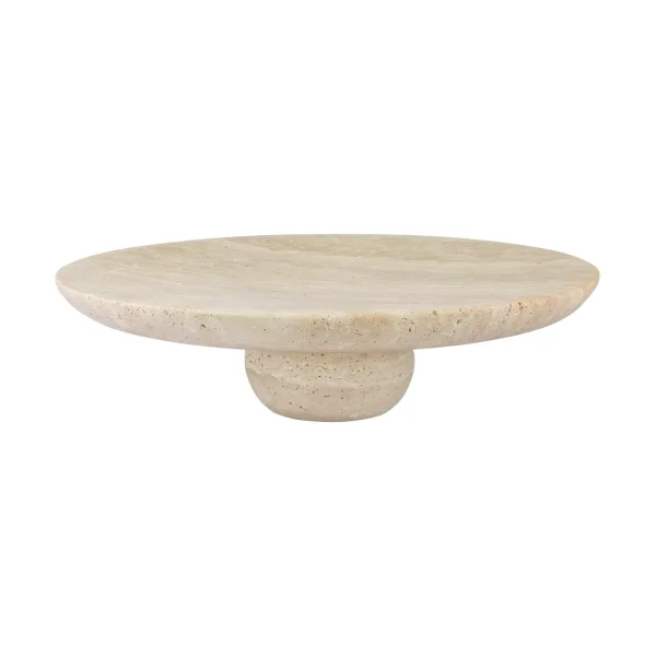 Mette Ditmer Travertine pedestal Linen, Ø32x8.5 cm