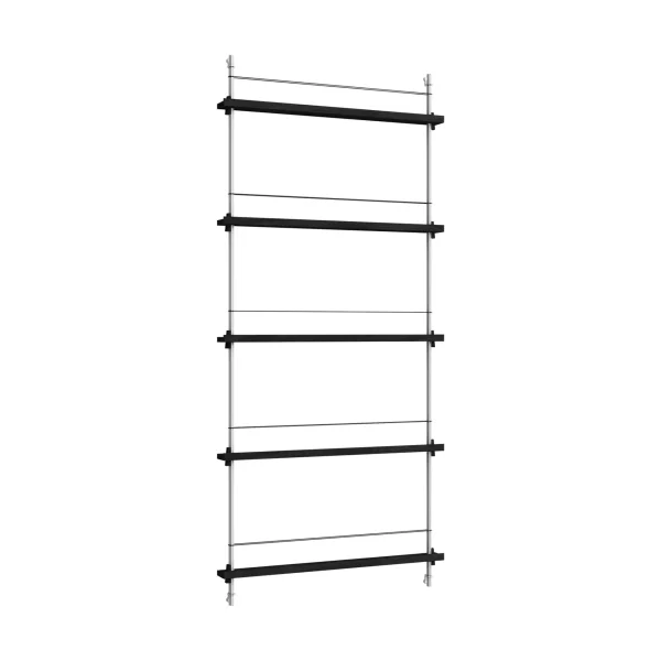 MOEBE Magazine Shelving magazine rack Black-stainless steel, 85x180x7 cm, MS.180.1