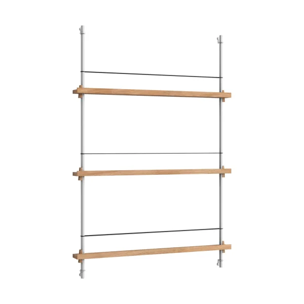 MOEBE Magazine Shelving magazine rack Oak-stainless steel, 85x115x7 cm, MS.115.1