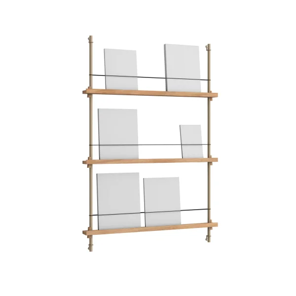 MOEBE Magazine Shelving magazine rack Oak-warm grey, 85x115x7 cm, MS.115.1