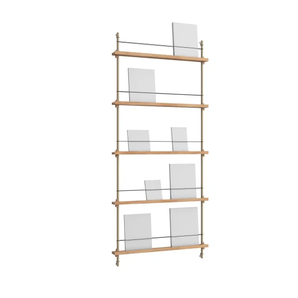 MOEBE Magazine Shelving magazine rack Oak-warm grey, 85x180x7 cm, MS.180.1