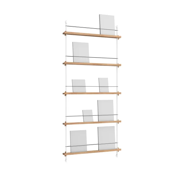 MOEBE Magazine Shelving magazine rack Oak-white, 85x180x7 cm, MS.180.1