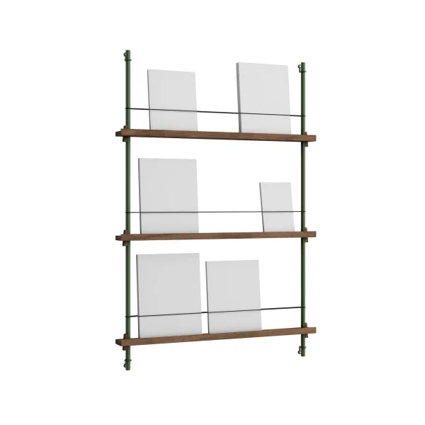 MOEBE Magazine Shelving magazine rack Smoked oak-pine green, 85x115x7 cm, MS.115.1