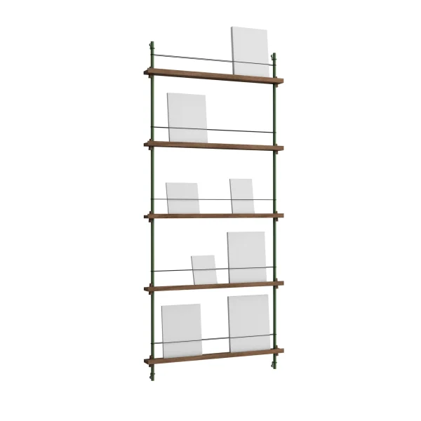 MOEBE Magazine Shelving magazine rack Smoked oak-pine green, 85x180x7 cm, MS.180.1
