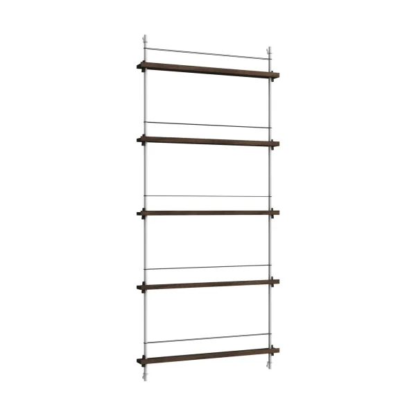 MOEBE Magazine Shelving magazine rack Smoked oak-stainless steel, 85x180x7 cm, MS.180.1