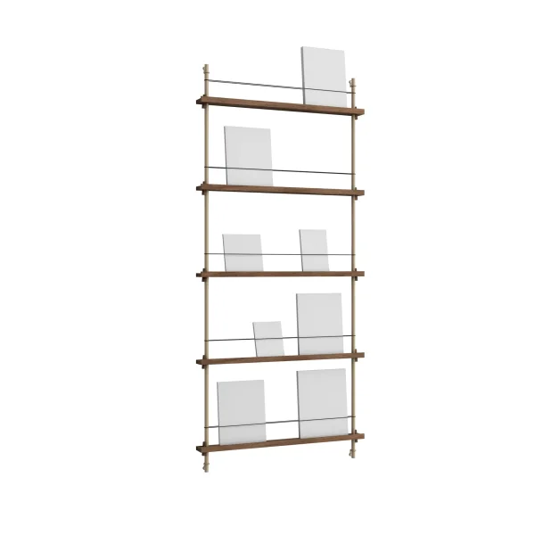 MOEBE Magazine Shelving magazine rack Smoked oak-warm grey, 85x180x7 cm, MS.180.1