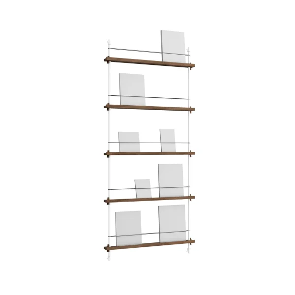 MOEBE Magazine Shelving magazine rack Smoked oak-white, 85x180x7 cm, MS.180.1