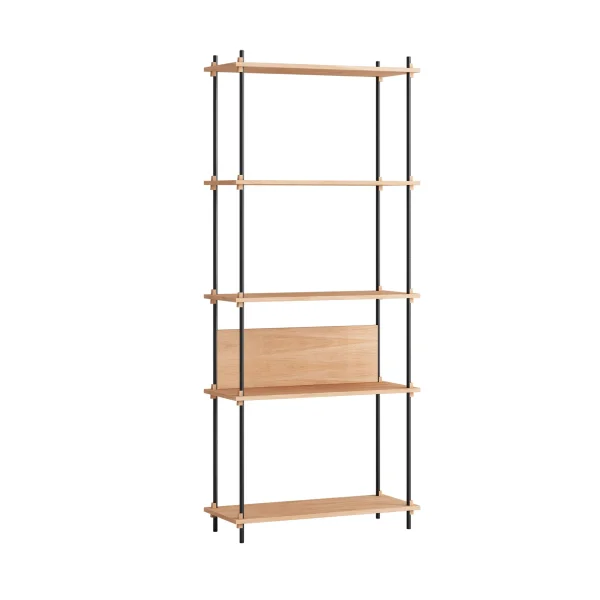 MOEBE Shelving System classic shelf Oak-black, 86x200x35 cm, S.200.1.A