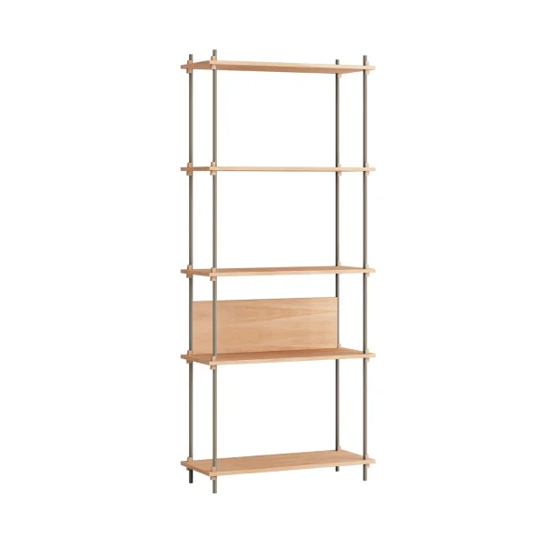 MOEBE Shelving System classic shelf Oak-warm grey, 86x200x35 cm, S.200.1.A