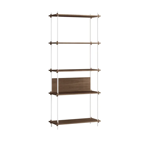 MOEBE Shelving System classic shelf Smoked oak-white, 86x200x35 cm, S.200.1.A