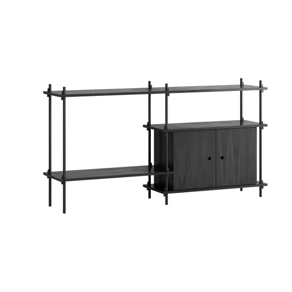 MOEBE Shelving System shelf with cabinet Black, 163x85x35 cm, S.85.2.C